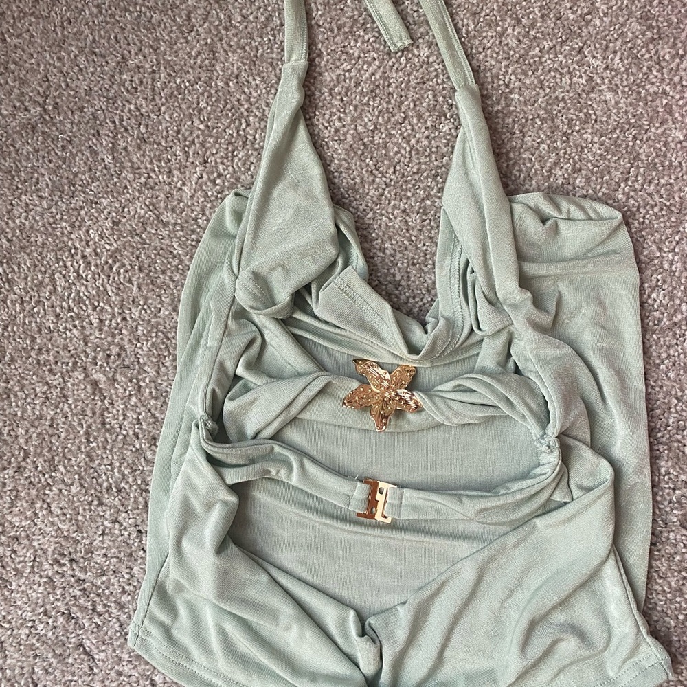 Mint Green Halter Top with Gold